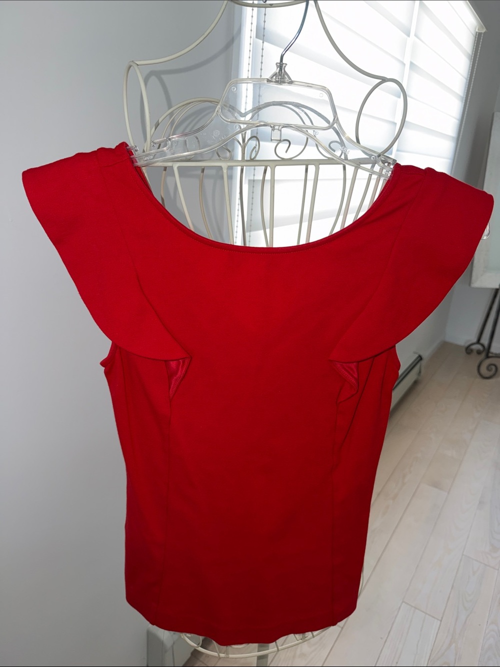Express Red Ruffle Sleeve Short Sleeve Top